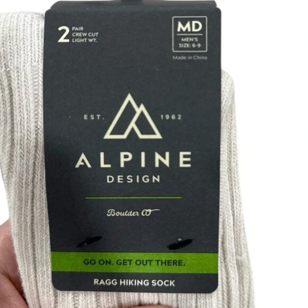 Alpine Design Ragg Hiking Crew Socks Men's Medium & Large 6-Pair‎ NWT